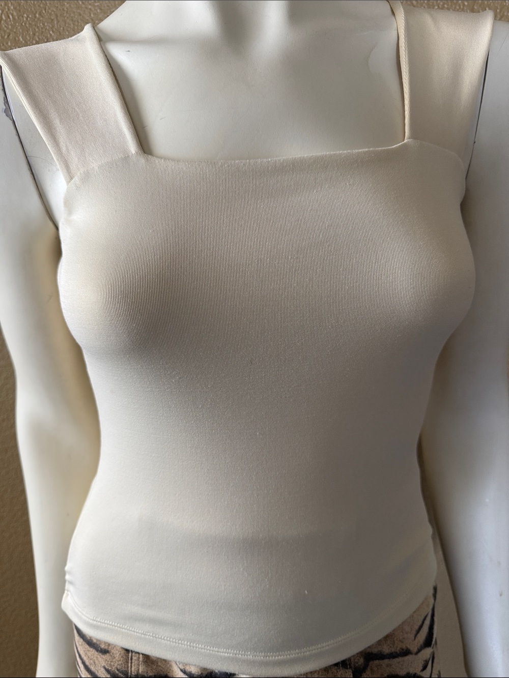 Cache Cream Square-Neck Sleeveless Top